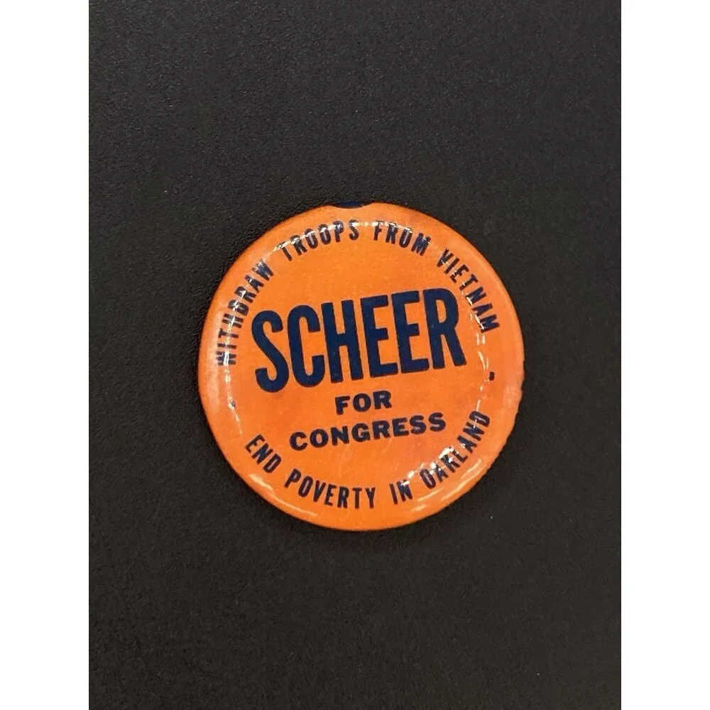 Anti War Protest Withdraw Troops Pin Scheer Congress Vietnam End Oakland Poverty